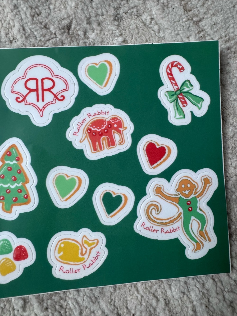 Roller Rabbit Green & Red Holiday Sticker Sheet - Picture 3 of 3